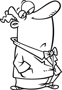 Vector of a Cartoon Snobbish Man with His Nose in the Air - Outlined Coloring Page clipart
