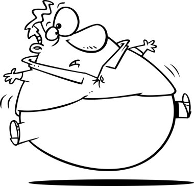 beyaz zemin üzerinde bir dolum Şükran yemekten sonra yüzen anahatlı bir adam çizimi.