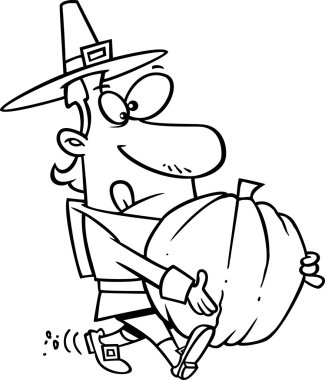 piligrim adam carryng kabak cartoon