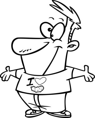 vektör bir i giyen bir karikatür insanın aşk turşu gömlek - anahatlı boyama sayfası