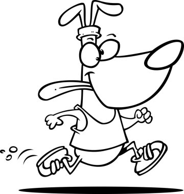resimde çizgi sanat tasarım jogging, beyaz bir arka plan üzerinde bir köpek