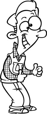 iki başparmak yukarıya - anahatlı boyama sayfası veren bir karikatür üniversiteli vektör