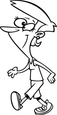 Clipart yürüyen hoş kadın özetlenen - telif ücretsiz vektör çizim ron leishman tarafından