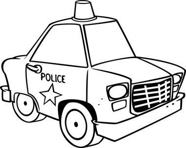 Cartoon Police Car (Black and White Line Art) by Ron Leishman clipart