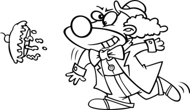 Vector of a Cartoon Clown Throwing a Pie - Outlined Coloring Page clipart