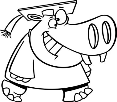 ileri yürüyüş - sayfa anahat sürüm boyama mutlu karikatür lisansüstü hippo vektör
