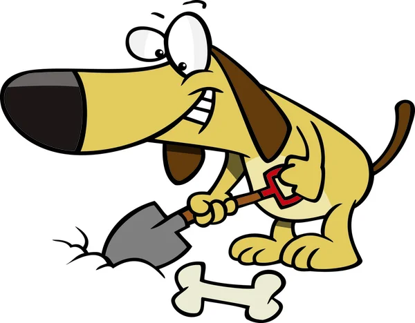 Cartoon hond begraven een bone — Stockvector