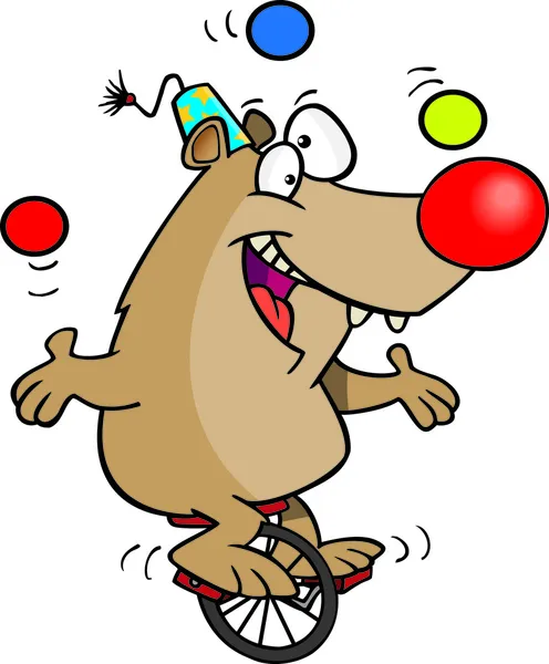 Urso de circo de desenhos animados — Vetor de Stock