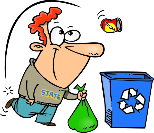 Γελοιογραφία κάδο ανακύκλωσης — Διανυσματικό Αρχείο