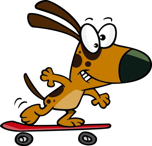 Tecknad hund skateboard — Stock vektor