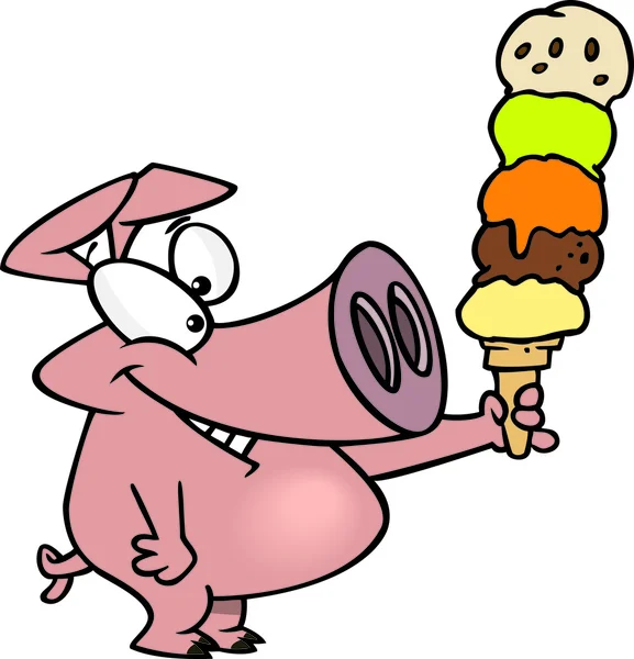 Cartoon Pig Ice Cream — Stock Vector