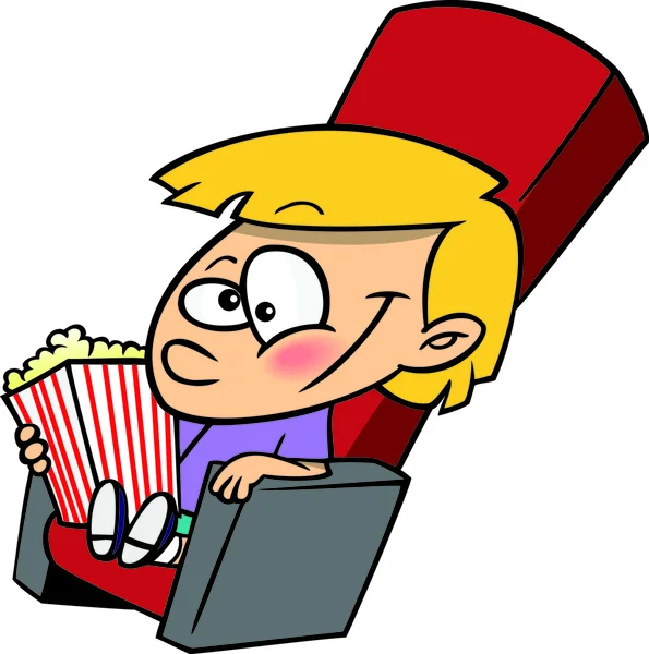 Cartoon Boy al cinema — Vettoriale Stock