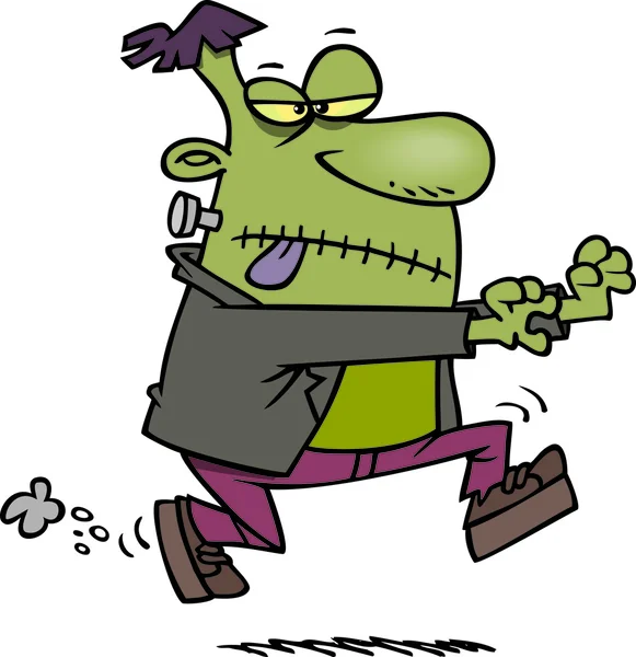 Frankenstein chase cartoon — Stok Vektör