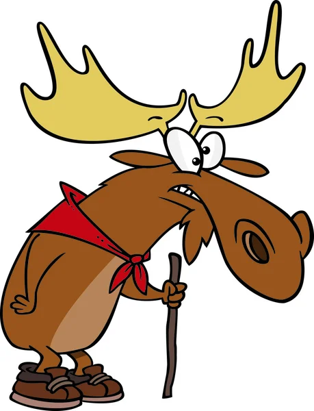 Cartoon Moose Hiker — Stock Vector