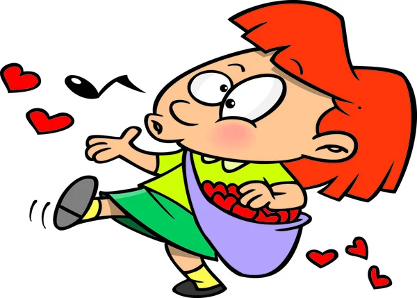 Dibujos animados chica esparciendo amor — Vector de stock