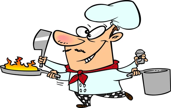 Wielozadaniowość kreskówka kucharz — Wektor stockowy