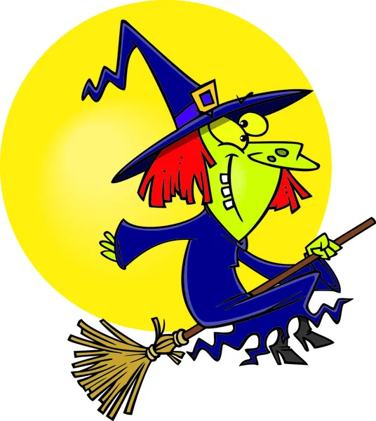 Cartoon Sexy Witch Flying on a Broomstick Stock Vector Image by ...