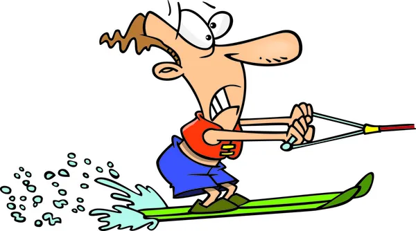 Cartoon Man Water Skiing - Stock Vector. 