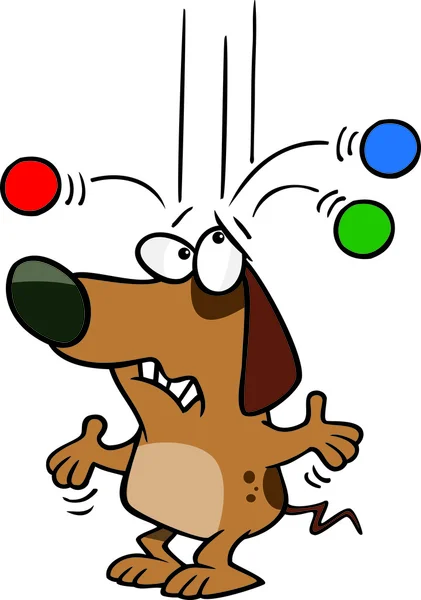 Truco de perro viejo de dibujos animados — Vector de stock