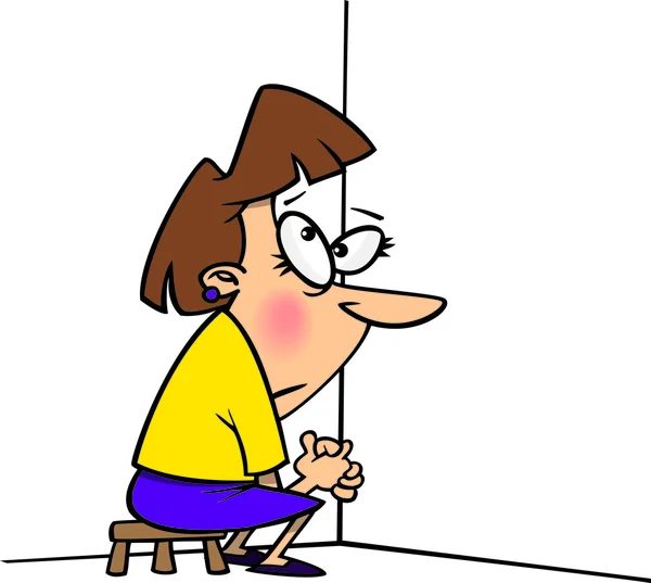 Cartoon Woman in Timeout — Stock Vector