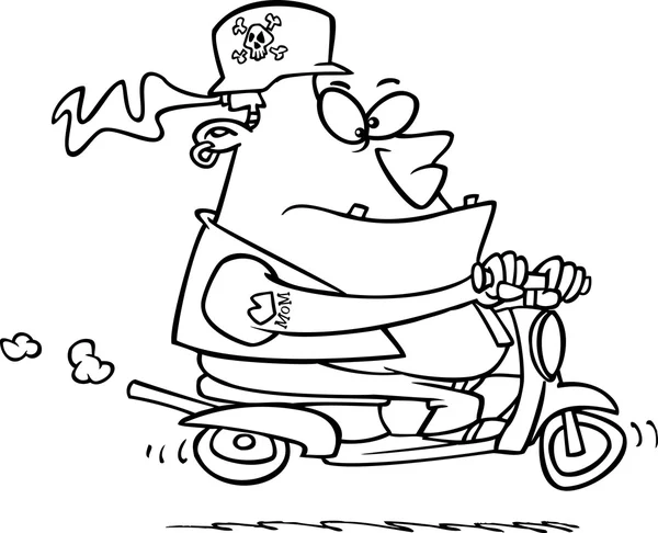 Cartoon biker bromfiets — Stockvector