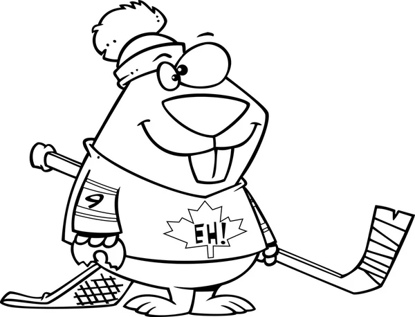 Cartoon-Hockey-Biber — Stockvektor