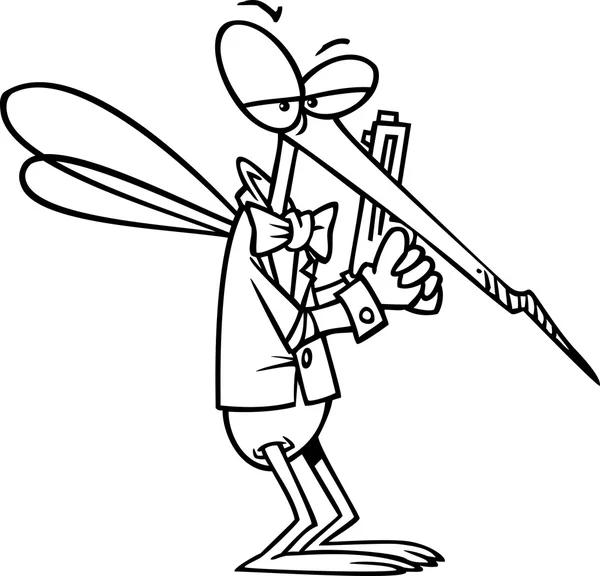 Cartoon Mosquito Secret Agent — Stock Vector