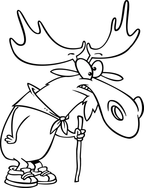 Cartoon Moose Hiker — Stock Vector