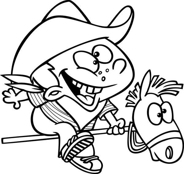 Cartoon Kid Cowboy - Stok Vektor