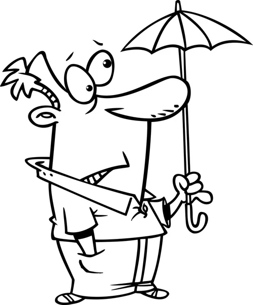 Uomo dei cartoni animati con ombrello — Vettoriale Stock
