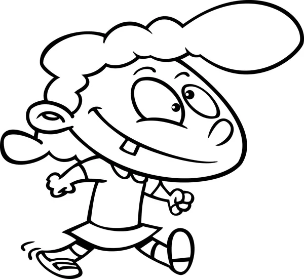 Cartoon meisje lopen — Stockvector