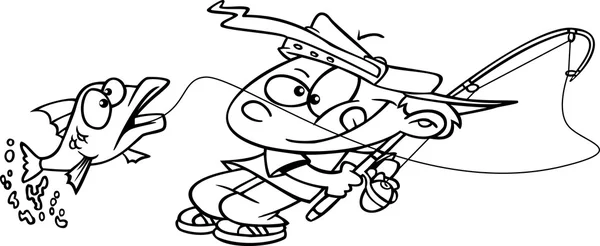 Cartoon Boy Pêche — Image vectorielle
