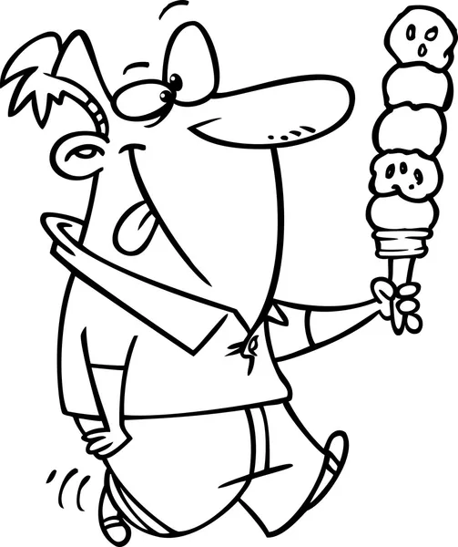 Hombre de dibujos animados con cono de helado — Vector de stock