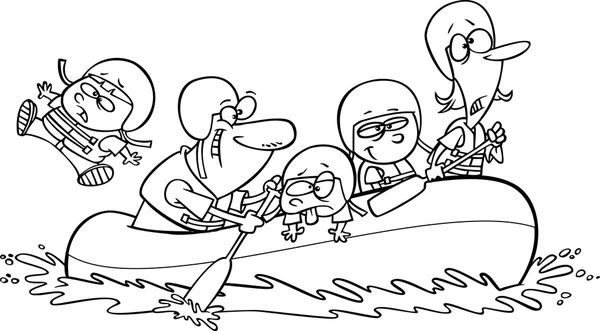Desenhos animados Família Rafting — Vetor de Stock
