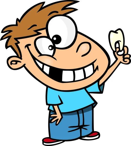Menino dos desenhos animados com dente —  Vetores de Stock