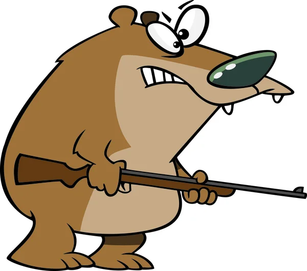 Cazador de oso de dibujos animados — Vector de stock