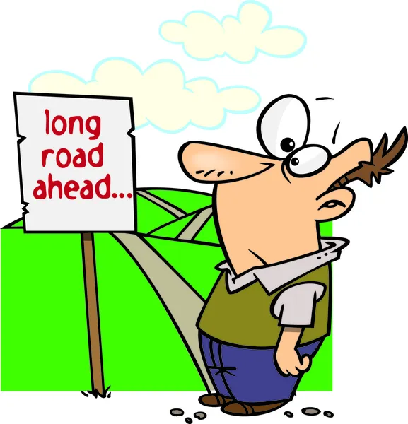 Cartoon Long Road Ahead — Stock Vector