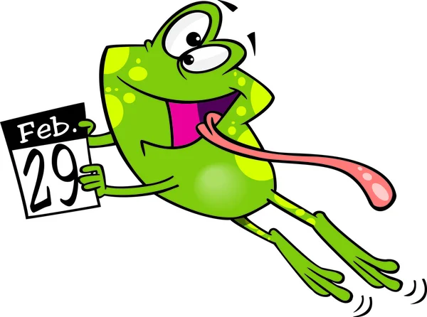 Cartoon Leap Day Frog — Stock Vector