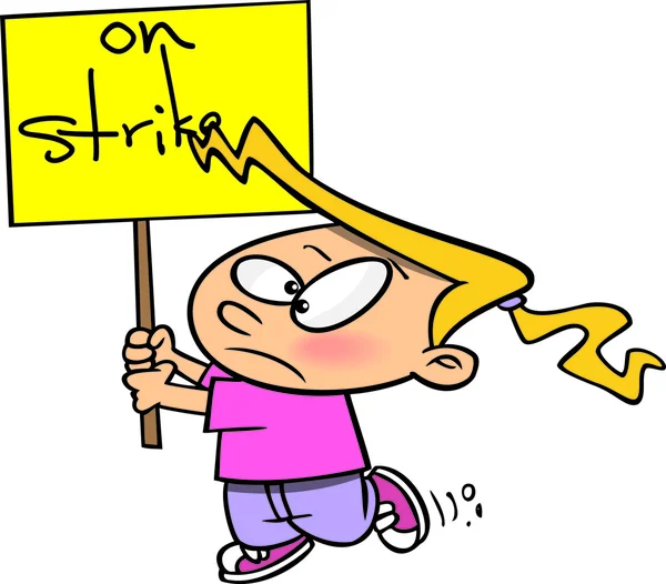 Cartoon jongen op staking — Stockvector