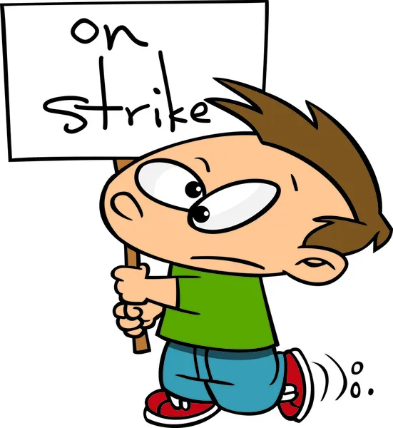 Cartoon jongen op staking — Stockvector