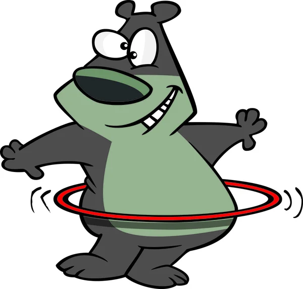 Cartoon Bear Hula Hoop — Stock Vector