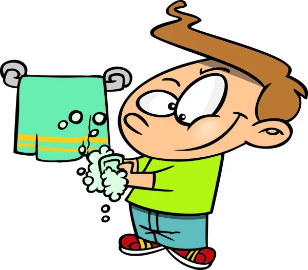 कार्टून मुलगा हात धुणे — स्टॉक व्हेक्टर