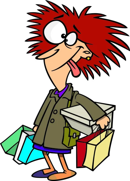 Cartoon-Frau beim Einkaufen — Stockvektor