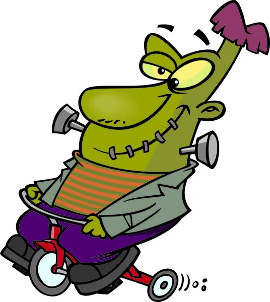 Dessin animé Frankenstein Tricycle — Image vectorielle