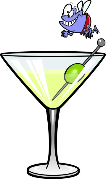Karikatür sinek martini dalgıç — Stok Vektör