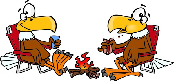 Cartoon Eagle Campfire – stockvektor