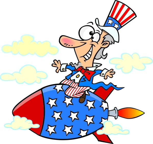 Caricature Oncle Sam Rocket — Image vectorielle