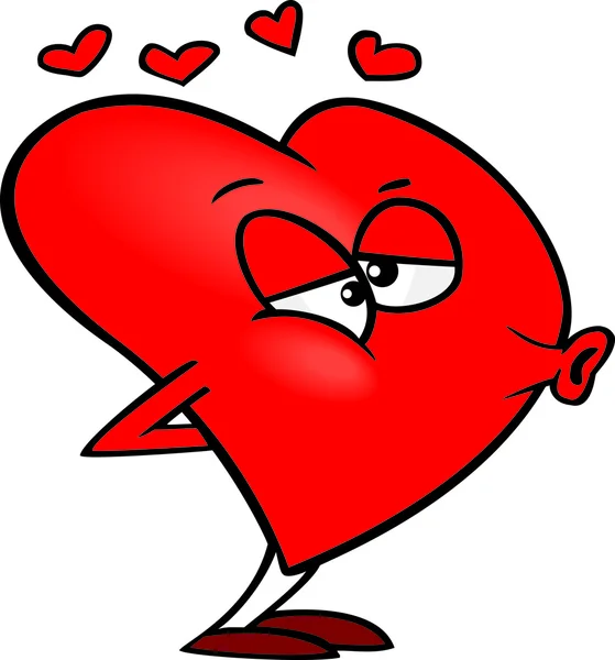 Cartoon Love Heart Pucking its губы for a Kiss — стоковый вектор