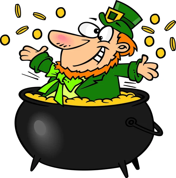 Cartoon Leprechaun Pot d'or — Image vectorielle
