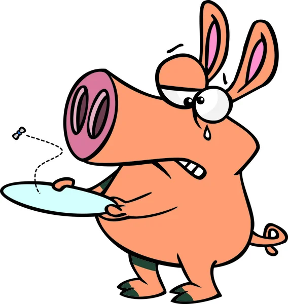 Desenhos animados Hungry Pig — Vetor de Stock
